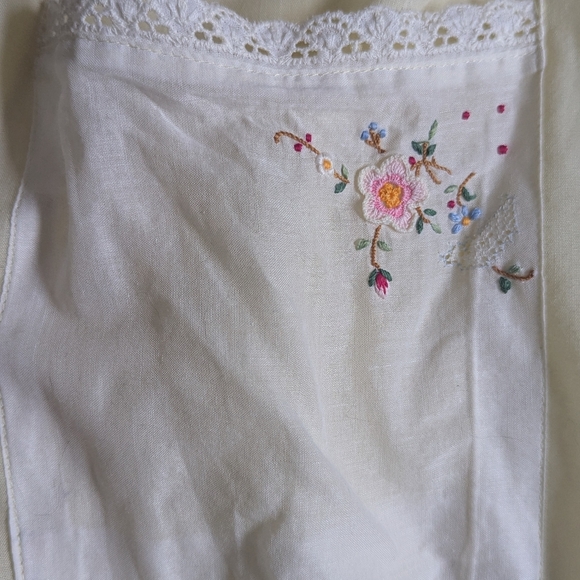 70's Vintage Yellow Flower Embroidered Button Sleeveless Dress Size 11 - Picture 8 of 11